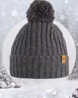 Mössa baby barn ribbad med boll - Ull (12-24mån)