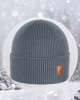 Mössa barn vuxen ribbad merinoull- Storm blå (2år och uppåt)