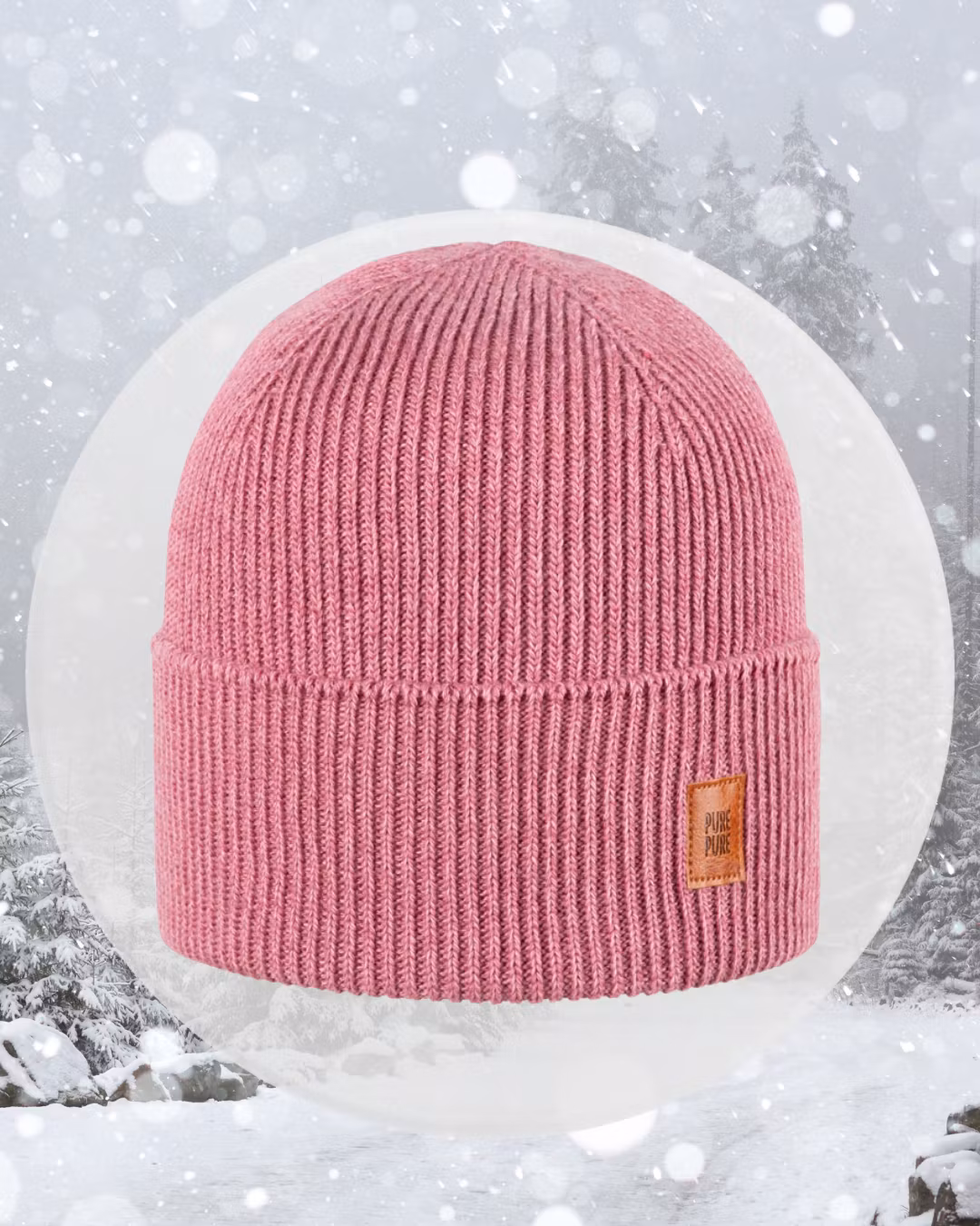 Inspo vinterkläder Vinter Mössa merinoull blandning Dusty pink -Barn/ vuxen 12mån - vuxen