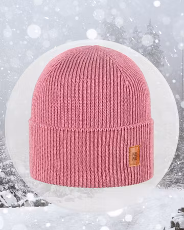 Vinter Mössa merinoull blandning Dusty pink -Barn/ vuxen 12mån - vuxen