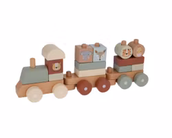 Leksakståg i trä med stapelbara klossar - Grönt