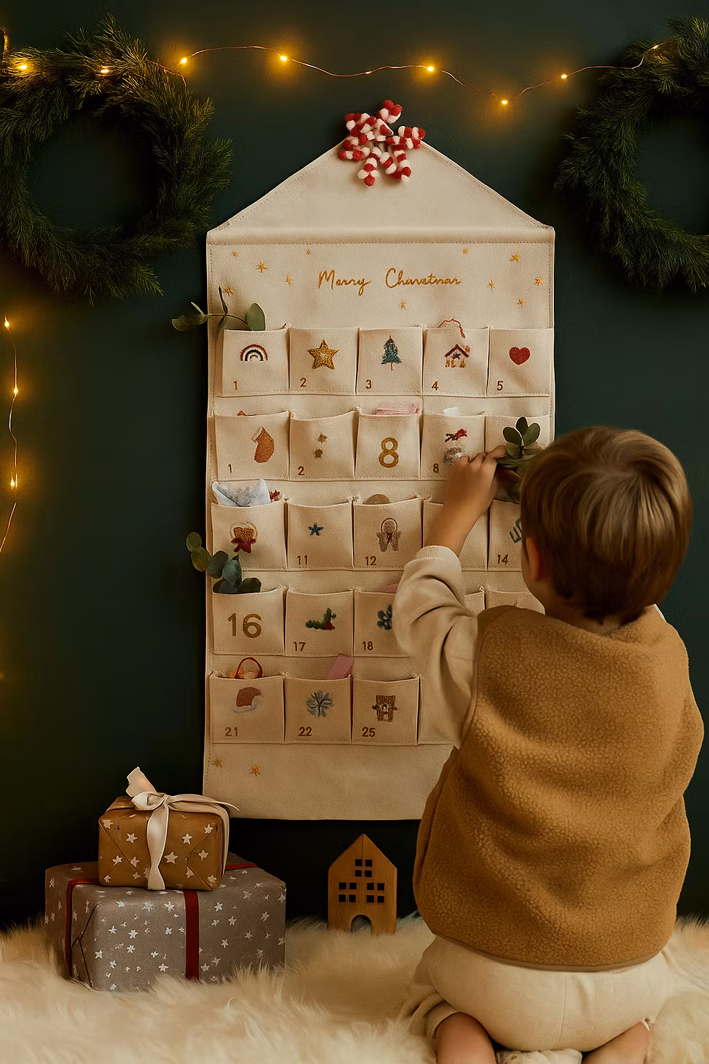 Inspo Adventskalender i tyg återanvändbar