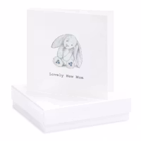 Present nybliven mamma - Kort "Lovelly new mom" + Örhängen sterlingsilver med blå kristaller