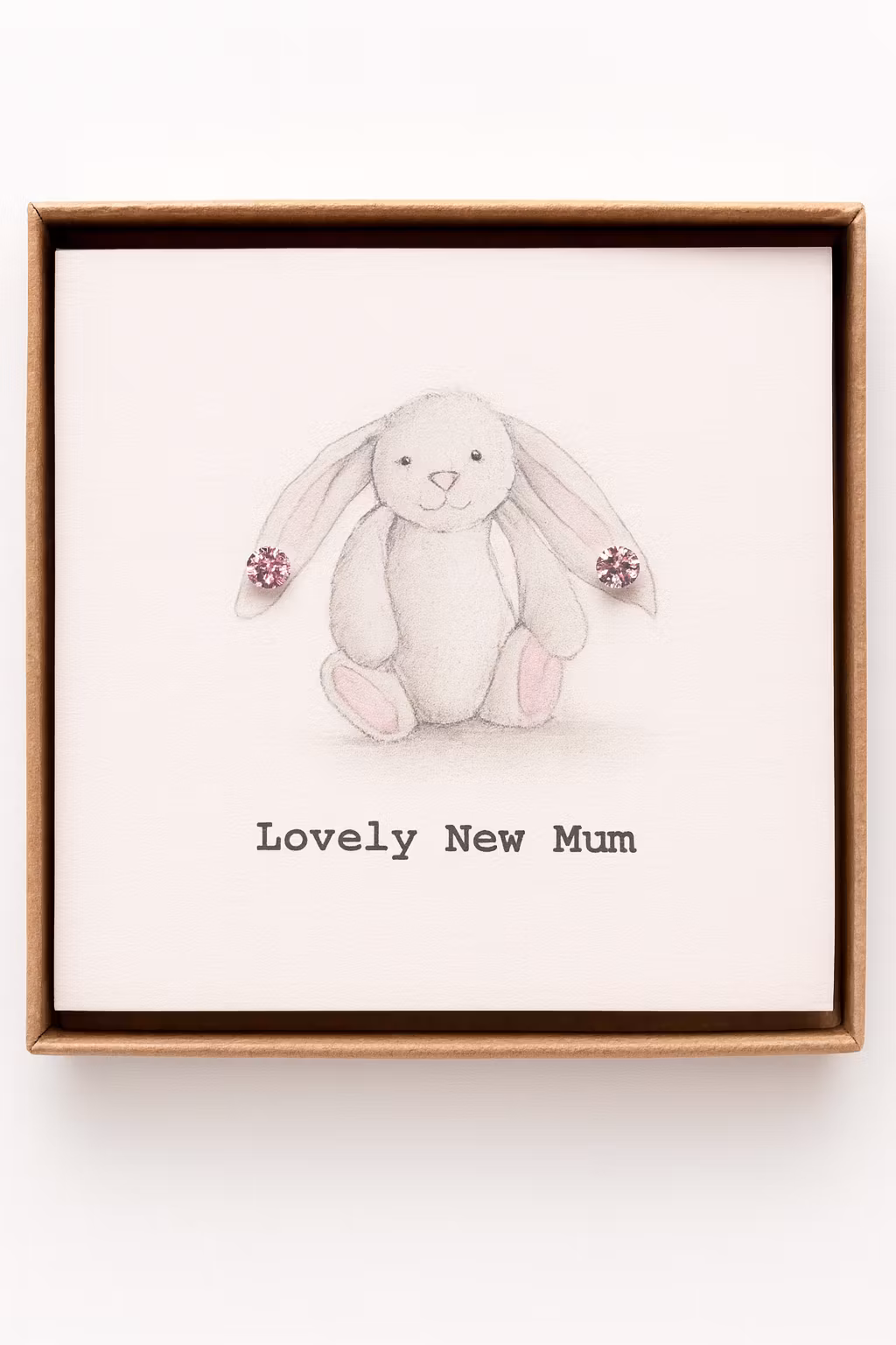 Present nybliven mamma - Kort "Lovelly new mom" + Örhängen sterlingsilver med rosa kristaller