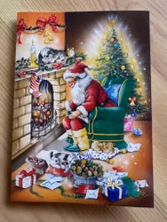 Julkort Tomten framför brasan - 10st