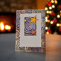 Julkort stjärna med gulddetaljer - 15st