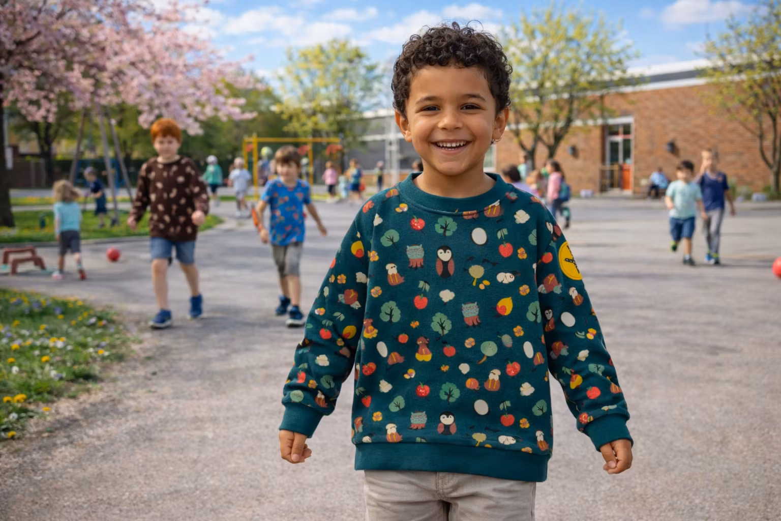Grön Sweatshirt tröja för baby/barn Woodland