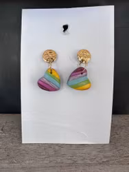 Örhängen polymerlera - Hjärtan små regnbåge