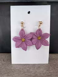 Örhängen polymerlera - Blommor lila