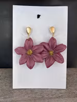 Örhängen polymerlera - Blommor Rosa/lila/röd