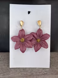 Örhängen polymerlera - Blommor Rosa/lila/röd