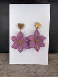 Örhängen polymerlera - Blommor lila 2