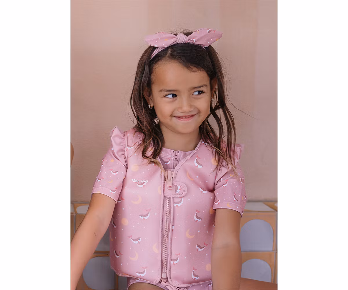 Simväst för barn - Rosa med valar 1-6år