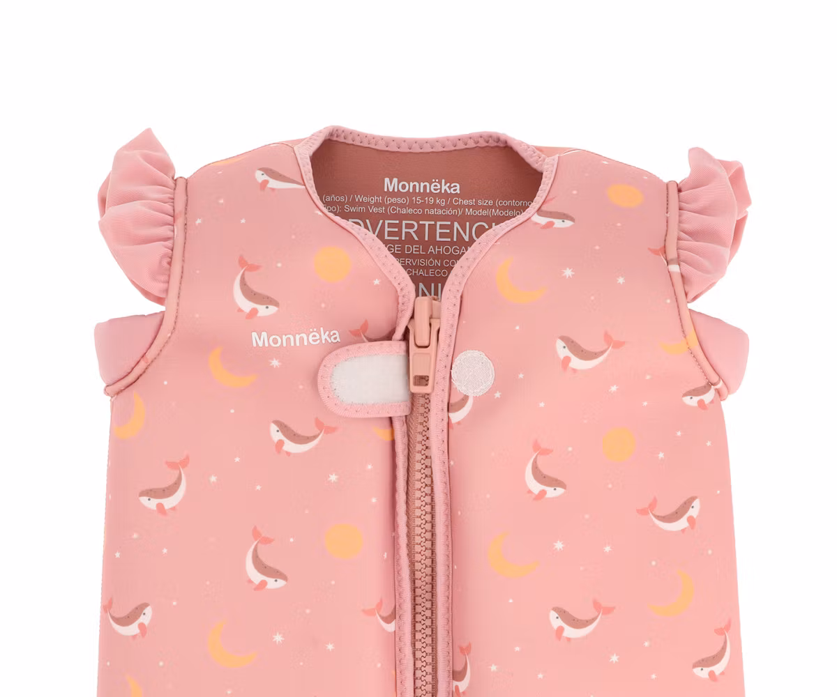 Simväst för barn - Rosa med valar 1-6år