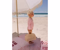 Solgul retro strand väska i plast mesh med handtag