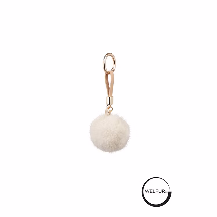 Natures Collection Mink Pom Pom Nyckelring