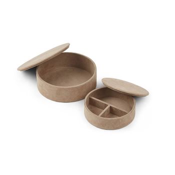 Natures Collection Round Leather Boxes Taupe
