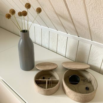 Natures Collection Round Leather Boxes Taupe