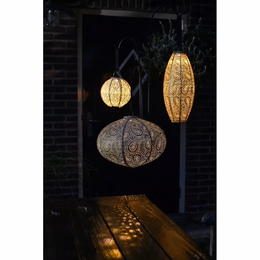 LUMIZ solar lantern Paisley long oval gold 20 cm