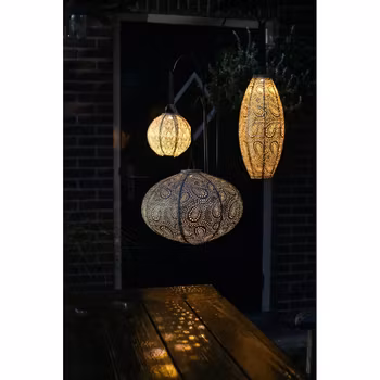 LUMIZ solar lantern Paisley long oval gold 20 cm