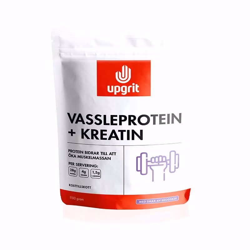 Upgrit Vassleprotein + Kreatin, Skogsbär, 1100g