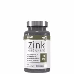 Elexir Organisk Zink 25mg Vegan, 100 tabletter
