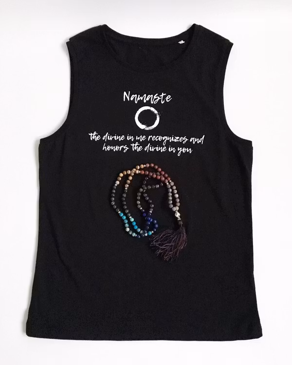 NAMASTE – MUSCLE TANK - BLACK