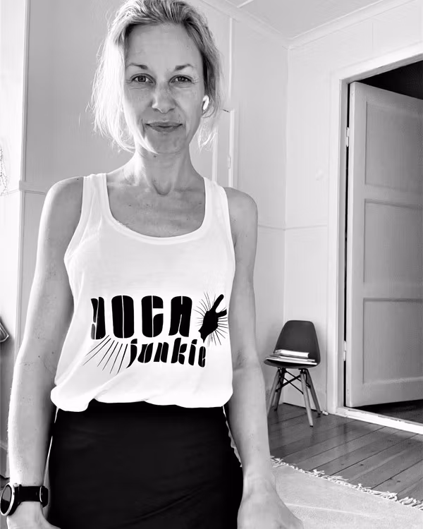 YOGA JUNKIE - RACERBACK TANK - WHITE