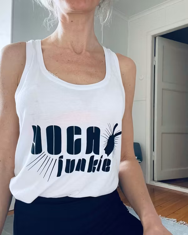 YOGA JUNKIE - RACERBACK TANK - WHITE