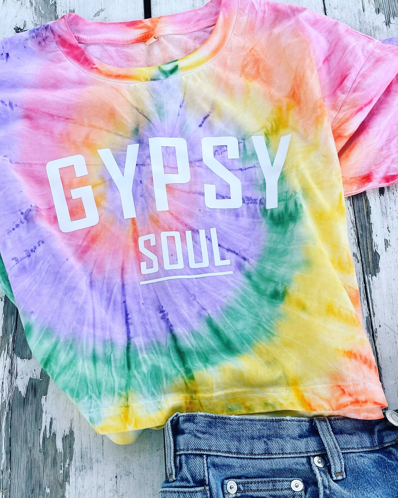 GYPSY SOUL - CROPPED T-SHIRT - TIE DYE