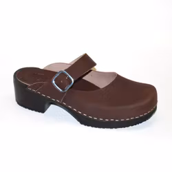 Linda brun träskosandal