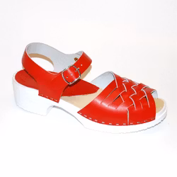 Ines röd träskosandal