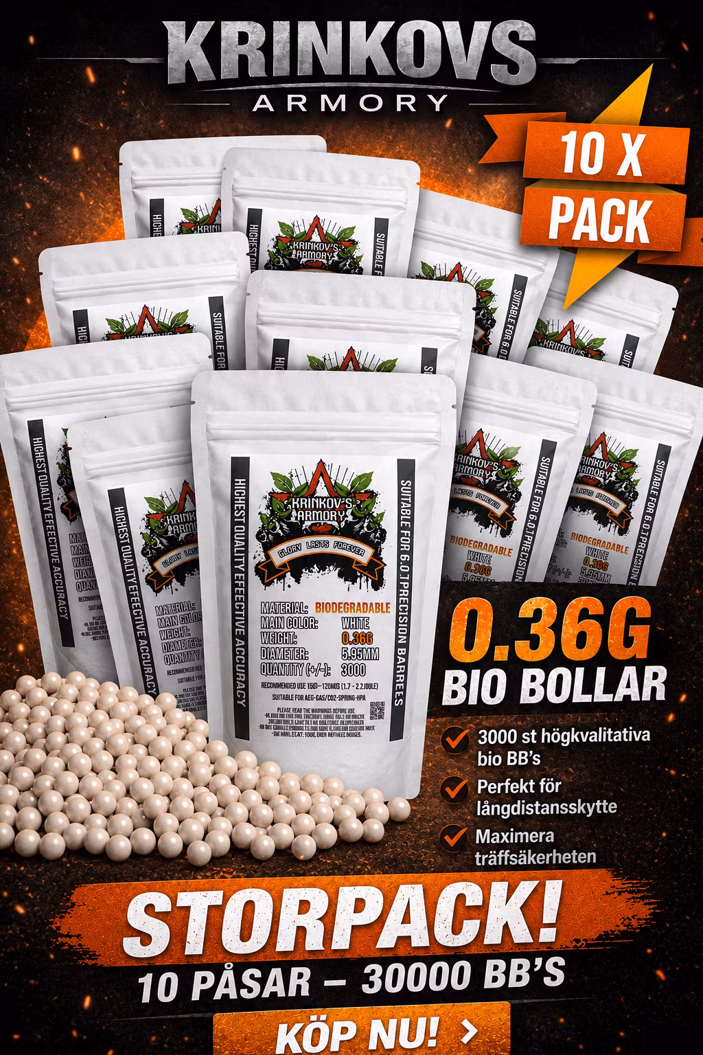 [ 10 pack ] KRINKOV'S PREMIUM BB'S 0.36G BIO