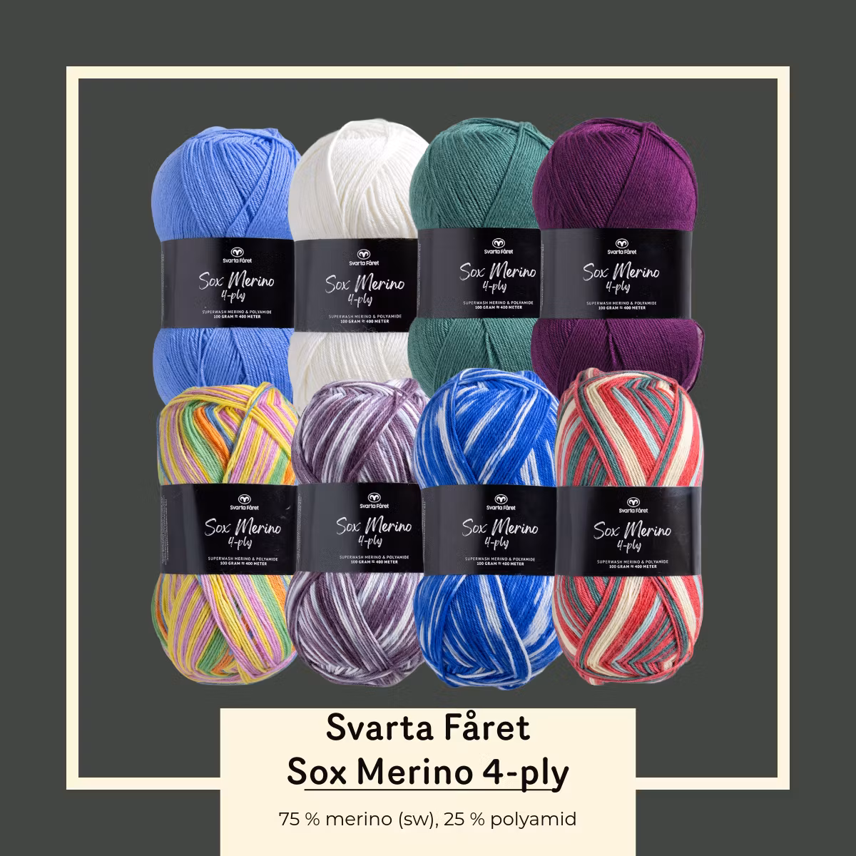 Svarta Fåret Sox Merino 4-ply - Aspanäs Handel
