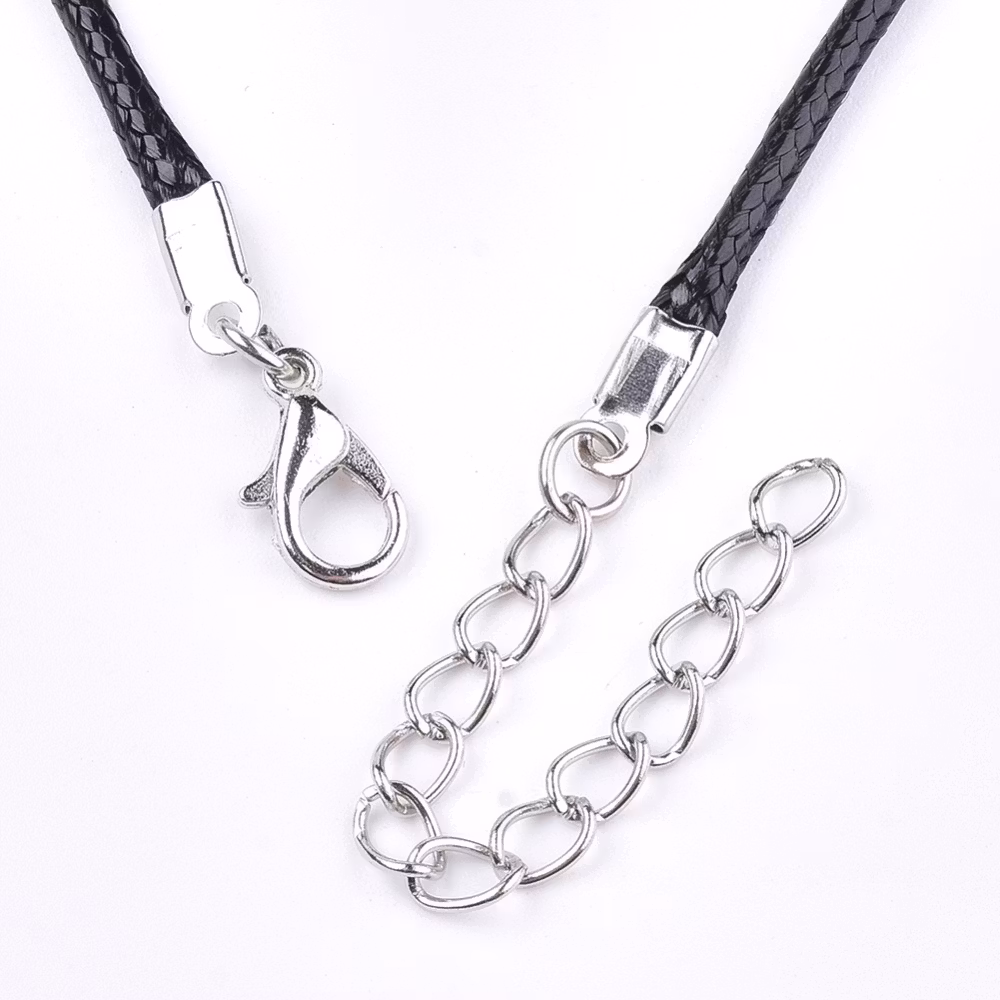 Halsband, Konstläder Tråd, 43cm, 5st, Black