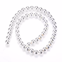 Syntetisk Hematit, Silverpläterad, 12mm