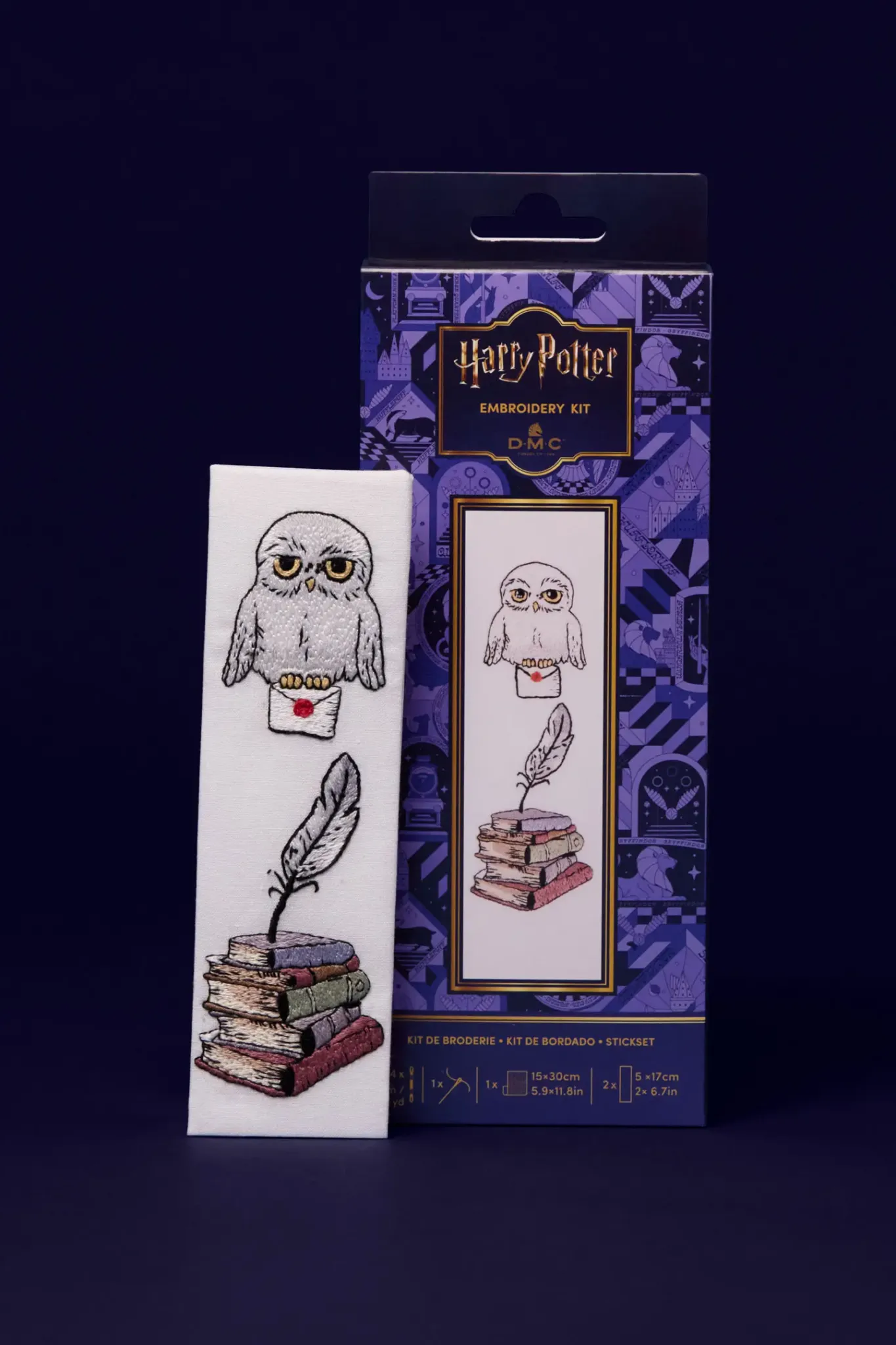 DMC Harry Potter – Broderikit bokmärke Hedvig – kit och förpackning