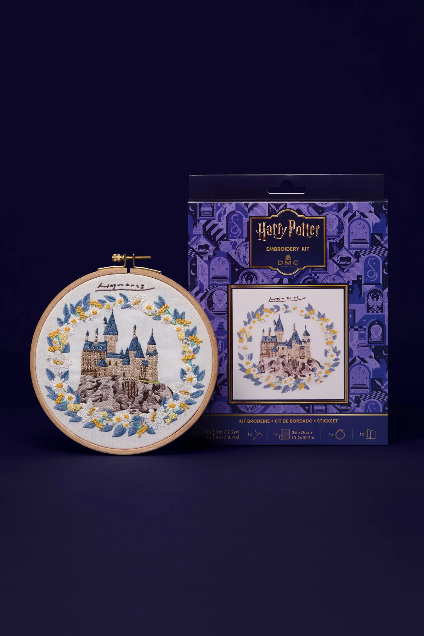DMC Harry Potter – Broderikit Hogwarts slott, kit och förpackning