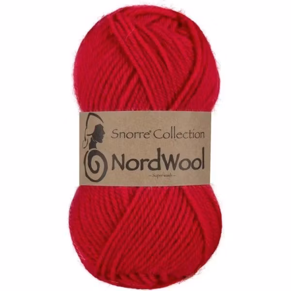 Snorre Collection Nordwool, 50g, 150 Röd – helt garnnystan med Nordwool-banderoll.
