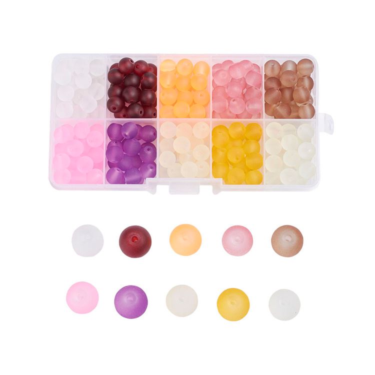 Glaspärlor, 6mm, Frostade
