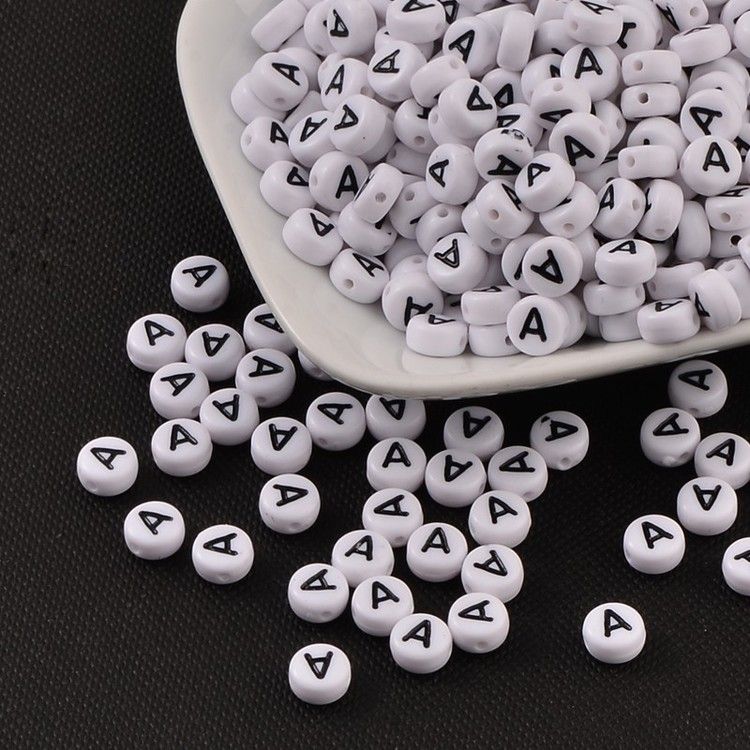 Bokstavspärlor, 7mm, A