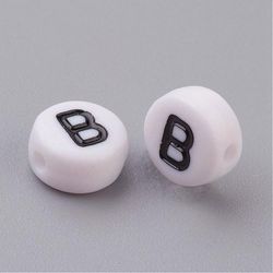 Bokstavspärlor, 7mm, B
