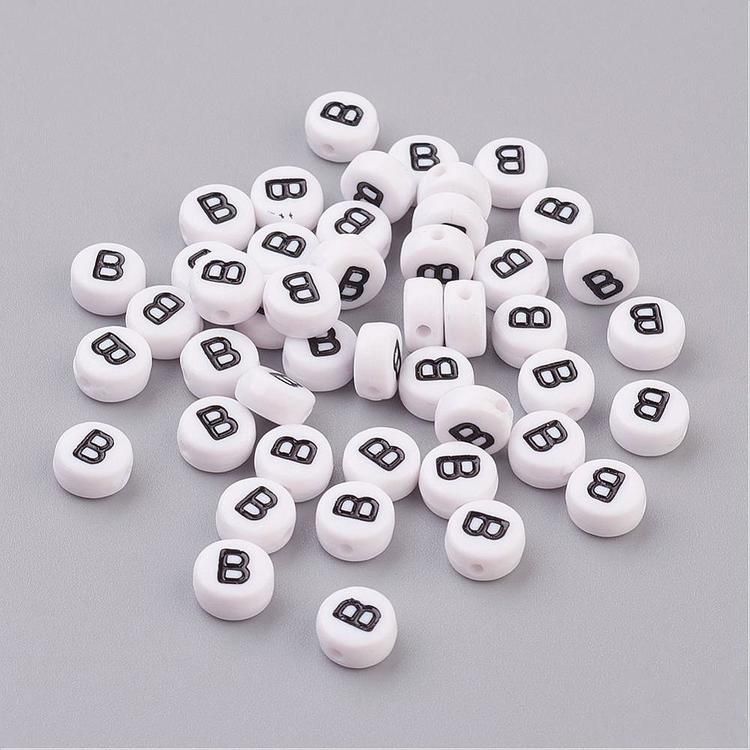 Bokstavspärlor, 7mm, B