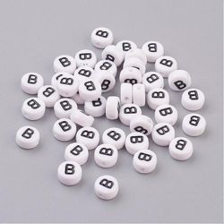 Bokstavspärlor, 7mm, B