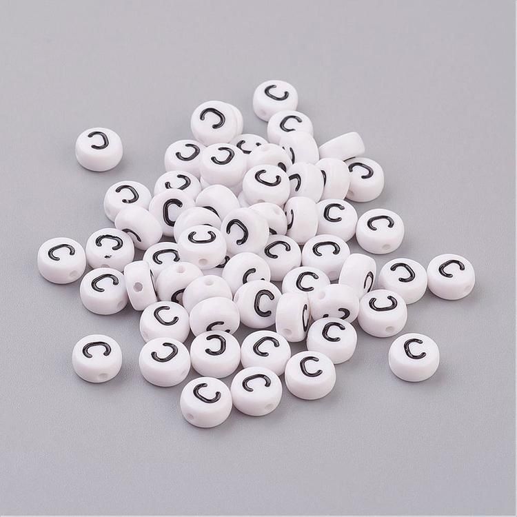 Bokstavspärlor, 7mm, C