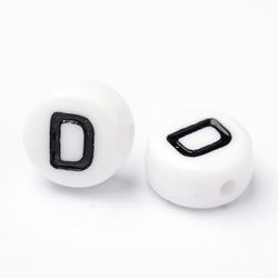 Bokstavspärlor, 7mm, D