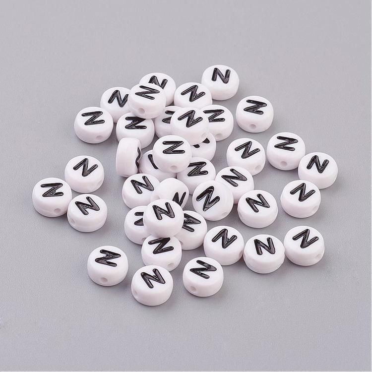 Bokstavspärlor, 7mm, N