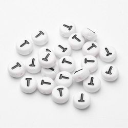 Bokstavspärlor, 7mm, T
