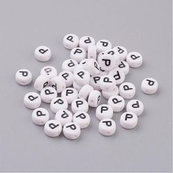 Bokstavspärlor, 7mm, P