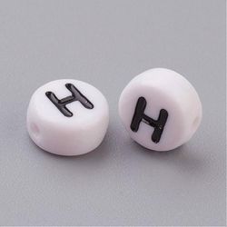 Bokstavspärlor, 7mm, H